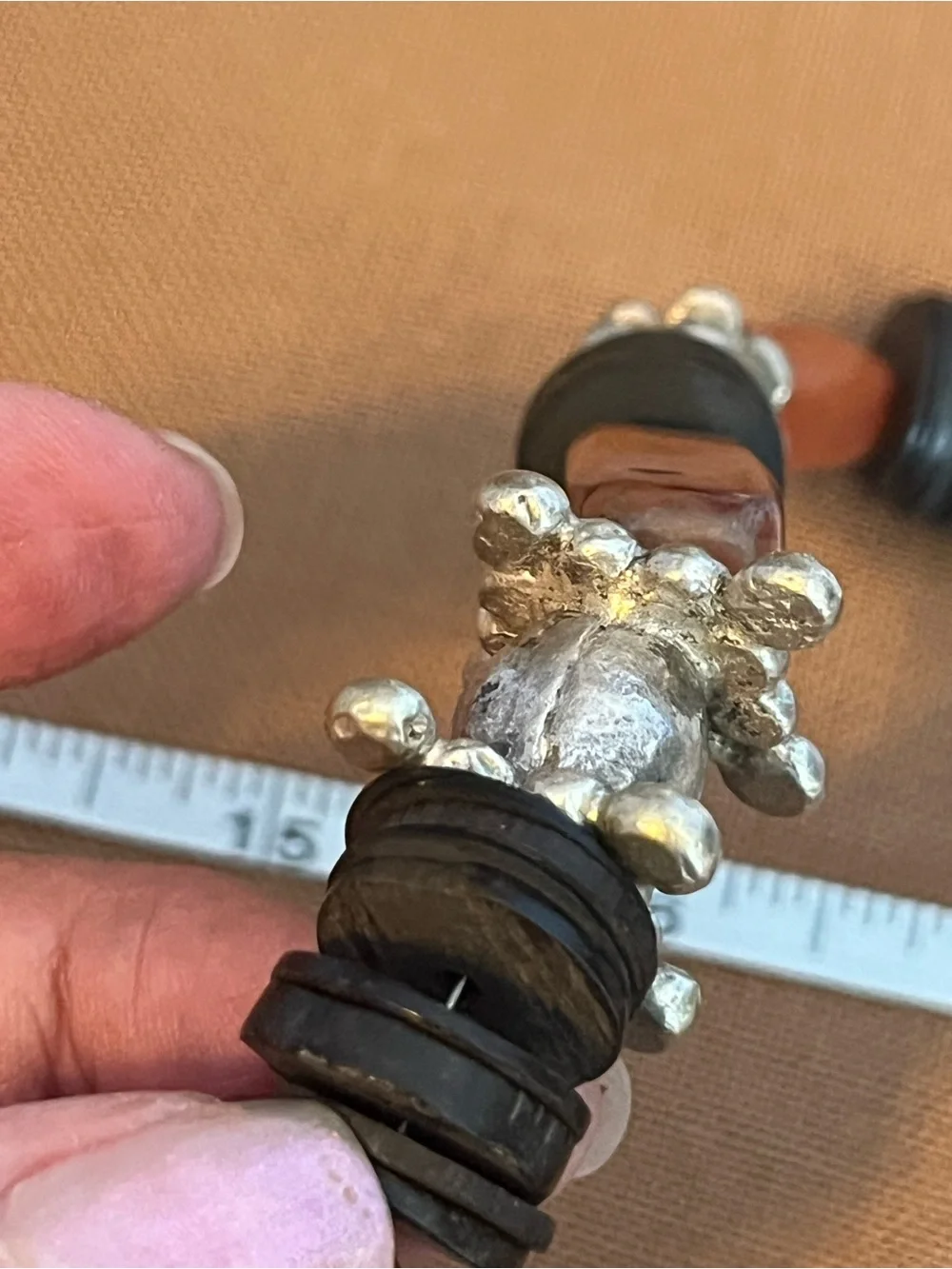 Genuine Agate, Wood and Metal Bead Necklace